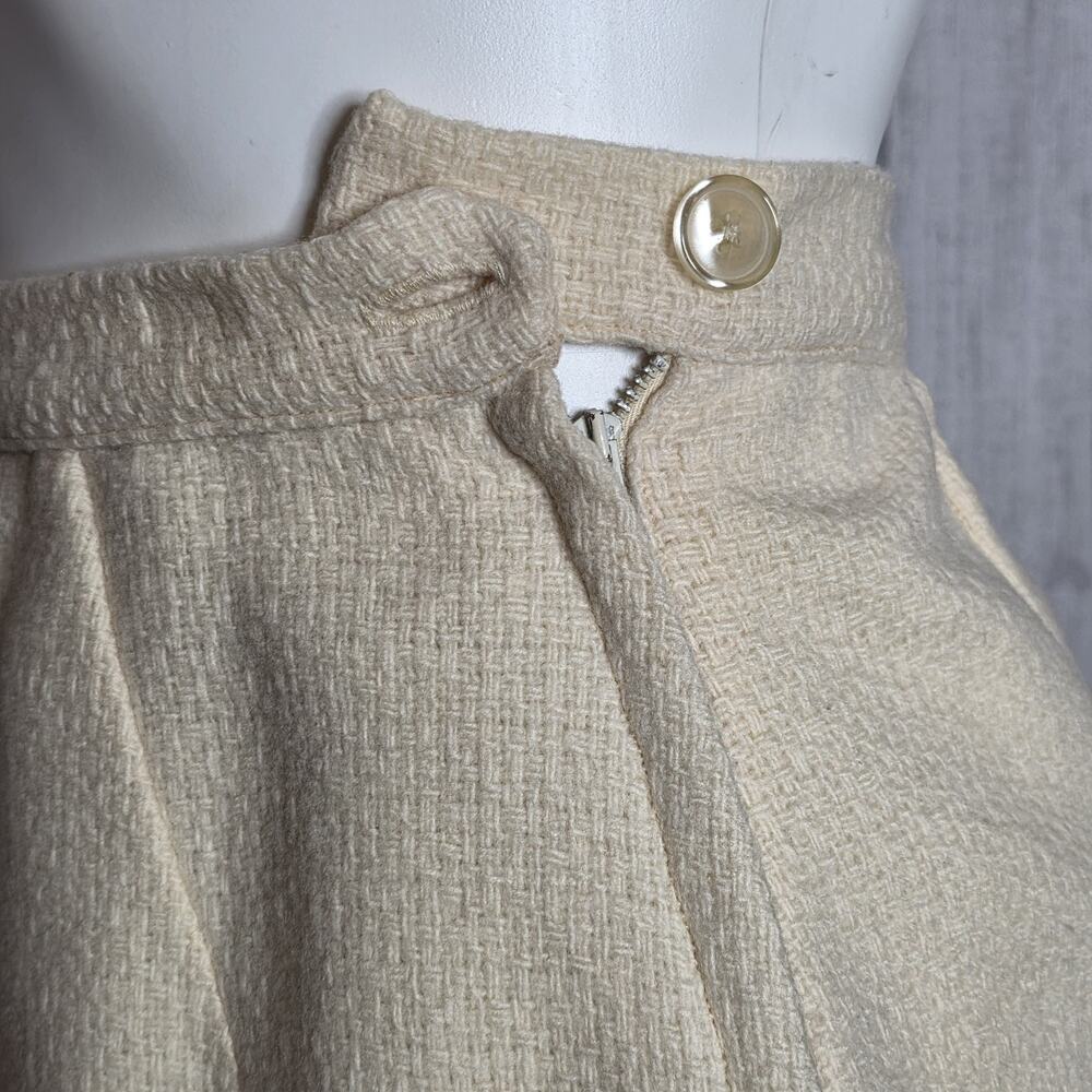 Vintage 1960s Joseph Stein Wool Skirt Suit Jackie O Cream Black Elegant - Picture 7 of 10